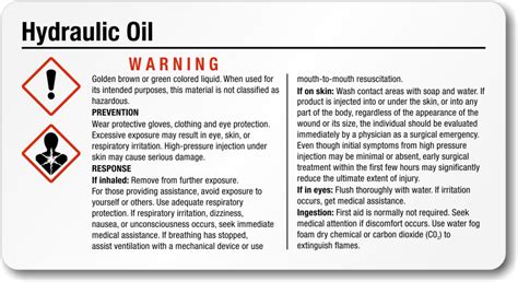 mini ex hydraulic fluid label